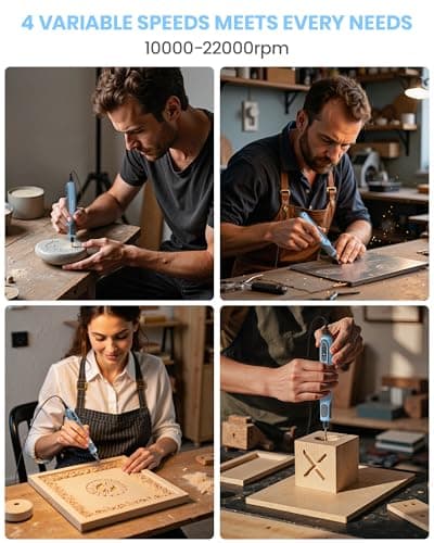 SCHTUMPA Corded Rotary Tool 36W, 4 Variable Speed, 10000-22000RPM Rotary Tool Kit & 18 Accessories, Soft Grip, Lightweight Multi-Tool for Sanding, Polishing, Drilling, Carving, DIY Crafts - Thumbnail 6