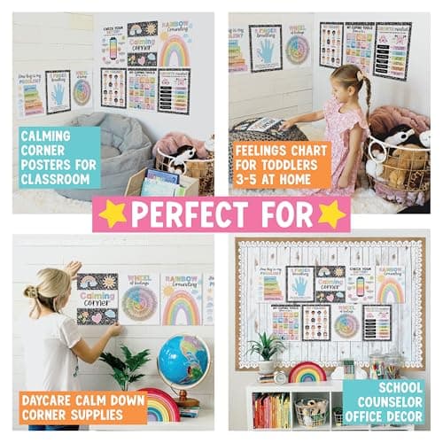 Hadley Designs 9 Calming Corner Posters for Classroom Must Haves - Calm Down Corner Supplies with Emotions Chart, School Counselor Mental Health Poster, Feelings Chart For Kids, Pastel Classroom Decor - Thumbnail 4
