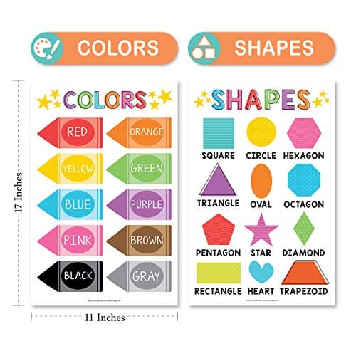 Hadley Designs Educational ABC Posters for Classroom Wall Decor - Preschool Learning Posters for Toddlers 1-3, Shapes Color 1-100 Number Chart & Alphabet Poster, Daycare Playroom Homeschool Essentials - Thumbnail 4