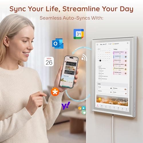 Ingnok 15.6 Inch Digital Calendar, No Subscription Electronic Calendar Touchscreen for Family Schedules, Personal Planner, Chore Chart, Reminders, 32GB, Wi-Fi, Wall & Desk Mount - Thumbnail 3