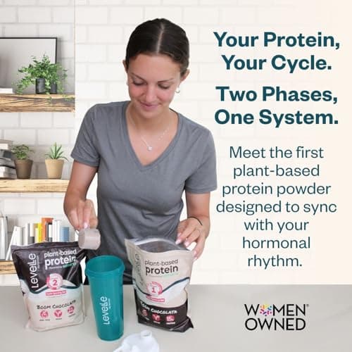 Levelle Nutrition Boom Chocolata Plant-Based Protein Powder - Phase 2: Luteal | Pea & Pumpkin Protein | Iron, Fiber & Vegan Lactoferrin | No Artificial Sweeteners - Thumbnail 2