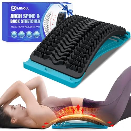 MINOLL Back Stretcher for Lower Back Pain Relief, Multiple Level Adjustable Arch Lumbar Back Cracker Board, Back Cracking Device, Back Massager for Scoliosis, Spine Decompression Support - Thumbnail 2