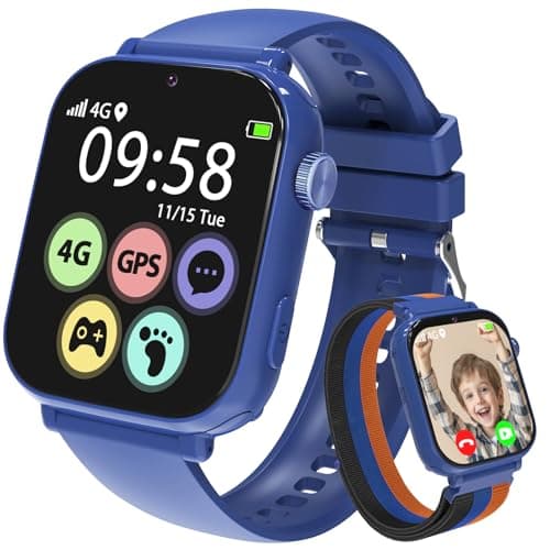 AXYWINBO Kids smart Watches for Boys Girls 4g GPS Call Text-Smart Watch for Kids Game Camera Pedometer Alarm Clock Calculator-Kid Watches Gifts for Boys Girls 4-12 Blue - Image 1