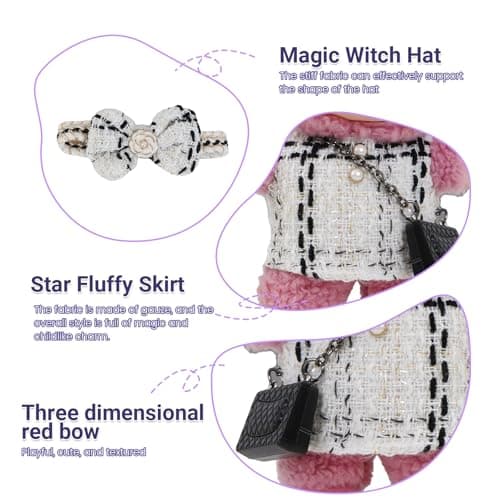 Designer Handcrafted Doll Clothes Set, Outfits and Accessories for 15-17cm Dolls, Elegant Knit Tweed Dress 3-Piece Set Vintage Style Clothes with Dress & Hat, Doll Not Included - Thumbnail 3