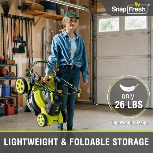 SnapFresh 40V 17” Brushless Lawn Mower – 2 x 5.0Ah Batteries Electric Cordless Push Mower with Fast Charger, 6-Level Height Adjustment, 45L Grass Bag, Lightweight Battery Powered Mower - Thumbnail 6