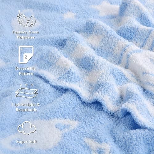 Blue Planet Baby Blanket – Knitted Space-Themed Throw for Baby Boys, Galaxy Nursery Décor & Newborn Shower Gifts – Soft & Breathable, 30x40 Inch - Thumbnail 4