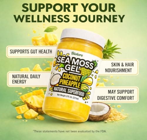 Biolore Sea Moss Gel Coconut Pinapple – Flavored Superfood with Natural Electrolytes – Wildcrafted Mango Jam Sea Moss, with Minerals, Vegan, Made in USA – 8oz Trial Size - Thumbnail 6