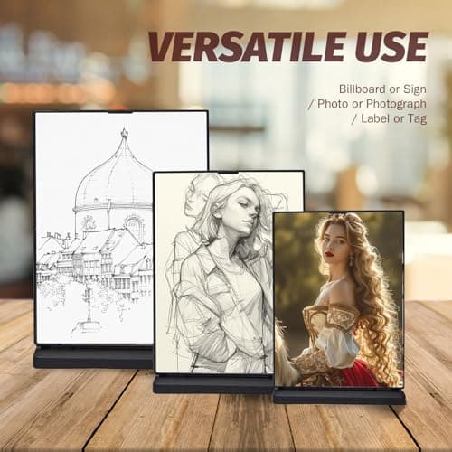 vilkok 8x6 Acrylic Sign Holder, 4 Pack Horizontal Clear Display Stand, Double-Sided Menu Holder for Events, Stores, Cafes, Durable Black Sign Frame - Thumbnail 6