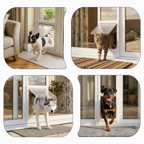 Homgava Large Dog Door for Sliding Glass Doors,No-Cut DIY Install Pet Door- Aluminum Frame& Panel & Lock, Adjustable Height 83”-91 1/5”, Suitable for Dogs Up to 105 lbs -White - Thumbnail 5