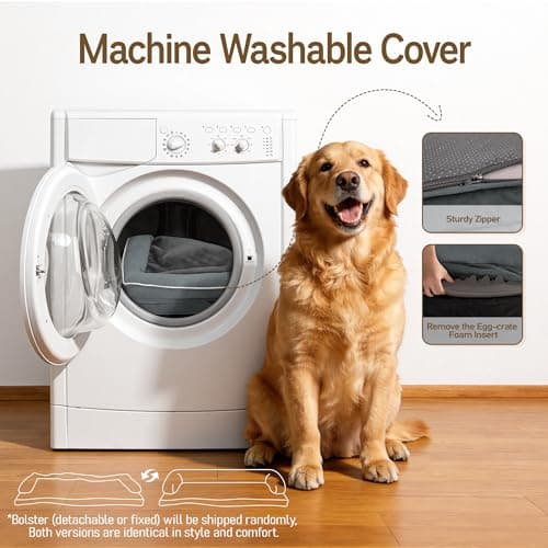 Comfort Expression Memory Foam Large Dog Bed - Waterproof Orthopedic Dog Beds with Washable Removable Cover Pet Sofa Couch, 36 x 27 - Thumbnail 5