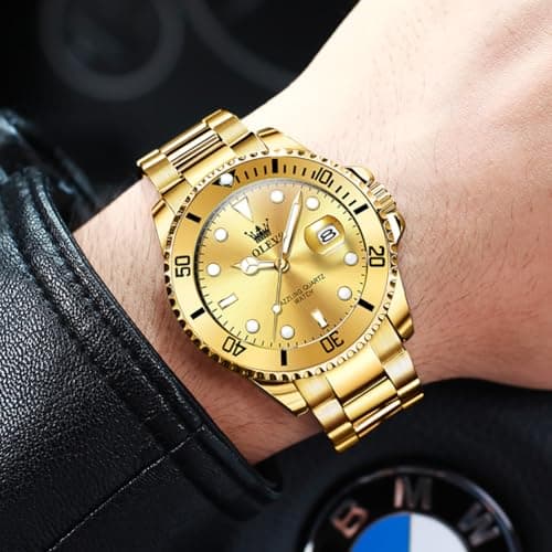 OLEVS Watch Men Gold Watches for Men Classic Mens Luxury Watches with Date Waterproof Big Face Fashion Stainless Steel Metal Quartz Analog Dress Men's Watch Relojes De Hombre - Thumbnail 3