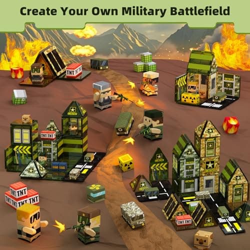 GobiDex 100PCS Magnetic Building Blocks Army Toys, STEM Military Magnetic Tiles with Army Men, Magnet Construction Toys for Toddler Kids Ages 3-5 5-7 4-8, Birthday Gifts for 3+ Year Old Boys Girls - Thumbnail 2