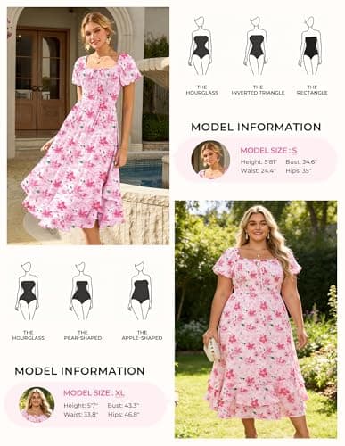 GRACE KARIN Womens Summer Floral Maxi Dress 2026 Flowy Wedding Guest Dress A Line Boho Dresses Fashion Clothing with Pockets Pink Floral XL - Thumbnail 3