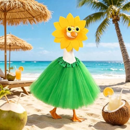 yuboo Summer Porch Goose Outfit, Sunflower Costume Goose Outfit Clothes Headpiece, Glasses, Tutu Skirt for 23in Lawn Garden Yard Porch Goose Outdoor Statues Decor - Thumbnail 6
