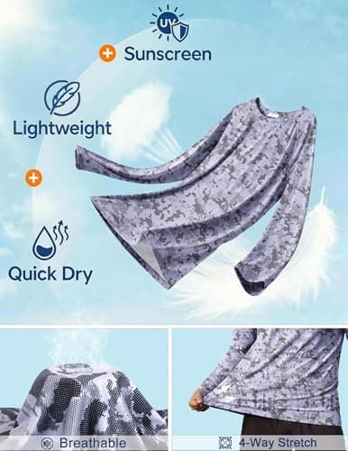 PINSPARK Men's UPF 50+ Sun Protection Shirts Quick Dry Long Sleeve Fishing Shirts for Men Lightweight Beach Swim Shirt Grey - Thumbnail 5