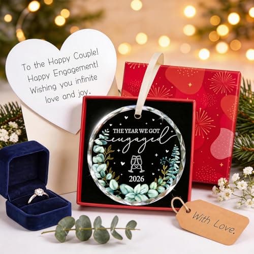 Engagement Gifts for Couples - Crystal Glass 2026 Engagement Ornament, Newly Engaged Gifts for Women, Her - Bride to Be Gift, Fiance Gifts - Engaged Christmas Party Decorations - Thumbnail 2