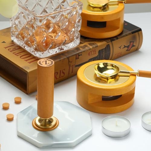 YOLAKIS Botanical Alphabet S Wax Seal Stamp Kit with Initial Wood Handle Vintage Floral Leaves Brass Wax Stamp Head Ideal for Wedding Invites Gift Wrapping Envelopes & Christmas Cards Decor-S Kit - Thumbnail 4