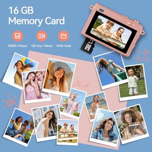 HOTU Mini Keychain Camera, 2K 20 MP Bling Mini Digital Camera with 16G Card for Travel and Vlog, Long Battery Life, Photo Video Camera Compact and Portable for Kids, Teens, Rose Gold - Thumbnail 6