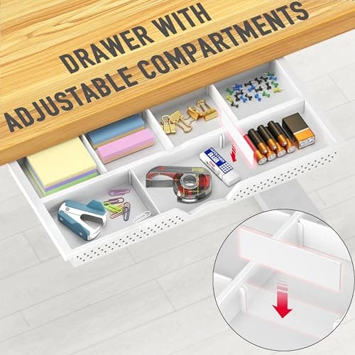 SHW 40-Inch Electric Height Adjustable Standing Desk with Drawer, Memory Preset and Cable Management Tray, Oak - Thumbnail 4