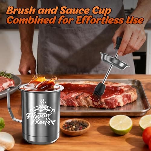 Dusor Gifts for Him Men Women BBQ Sauce Pot and Basting Brush Set, Father' s Day Gifts from Daughter Son Kitchen Gadgets, Grilling Gift for Men, Cooking Grilling Accessories Gift for Dad Husband - Thumbnail 4