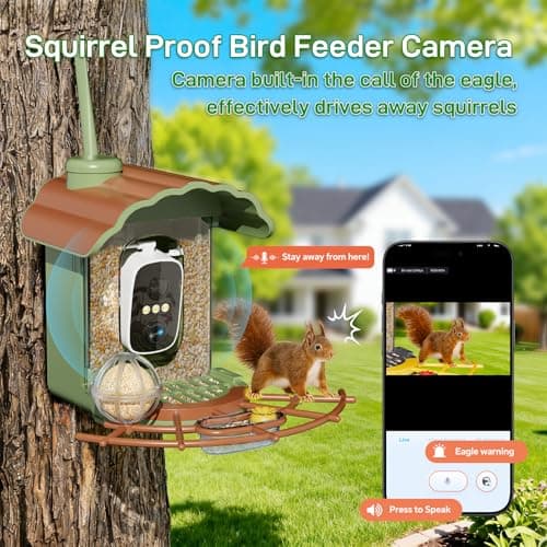 Centvicam Smart Bird Feeder with 2K Camera: Wireless Wild Bird Feeder for Outside with AI Identify Birds Species Solar Powered,HD Video Live Stream, Instant Arrival Alerts - Green - Thumbnail 5