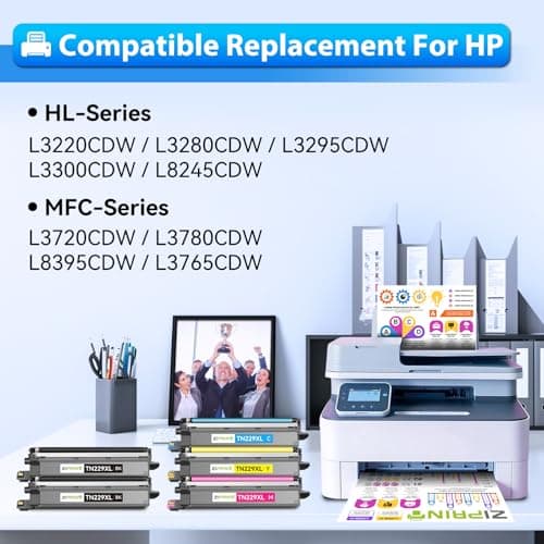 ZIPRINT TN229 TN229XL Toner Cartridges Compatible Replacement for Brother MFC-L3780CDW Toner Cartridges MFC-L3720CDW HL-L3280CDW HL-L3220CDW HL-L3300CDW HL-L3295CDW Printer (TN229XL 5 Pack) - Thumbnail 2