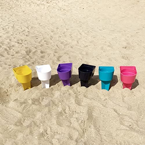 Home Queen Beach Cup Holders for Beverage, Phone, Drink, Multi-Functional Sand Coaster Cup Holder, Multicolor 6 Piece Set - Thumbnail 5