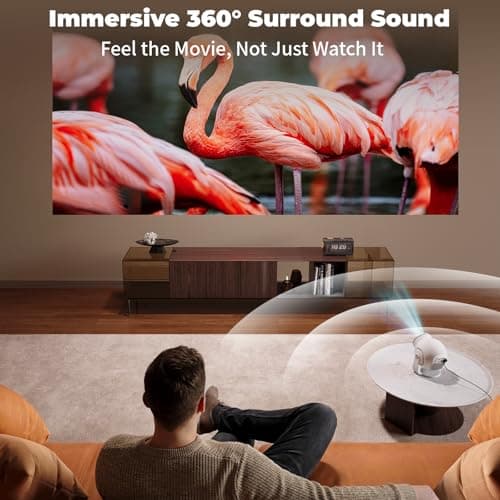 Smart Mini Projector with Android 14 OS, 1080P/4K/8K Video Decoding, WiFi 6 & Bluetooth 5.4, 270° Rotatable Stand, Auto Vertical Keystone, Portable Proyector for Bedroom & Home Entertainment(White) - Thumbnail 4
