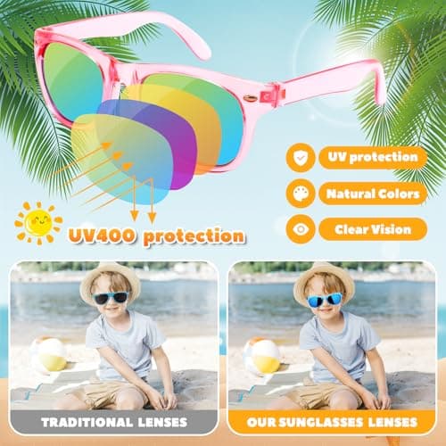 Resuar Party Favors Kids Sunglasses Bulk - Boys Girls Birthday Goodie Bags for Children Age 3-8, UV 400 Protection Neon Sunglasses Great Gifts Goody Bag Stuffers for Kids Party (32 Pack) - Thumbnail 5