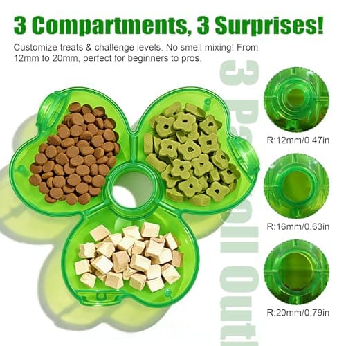 AOFANPET Cat Slow Feeder Puzzle Toy with Clamp Mount, Interactive Clover Treat Dispenser for Small Dogs & Cats, 3 Adjustable Feeding Openings for Dry Food, Enrichment Food Dispenser for Indoor/Outdoor - Thumbnail 5