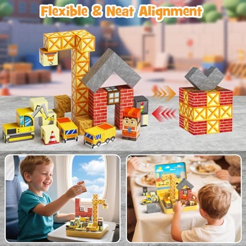 MEIQ 49PCS Mini Magnetic Building Blocks for Kids Ages 3-8 | STEM Educational Travel Toys with Portable Iron Storage Box | Construction Learning Gift for Toddlers, Boys & Girls - Thumbnail 3
