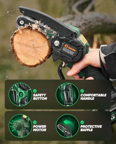 Saker Mini Chainsaw,2026 New Upgrade Electric Chainsaws,Portable Chain Saw Cordless Battery Powered,Small Handheld Chain Saws Pruning Shears Saw for Wood Tree Branches,Courtyard and Garden - Thumbnail 4