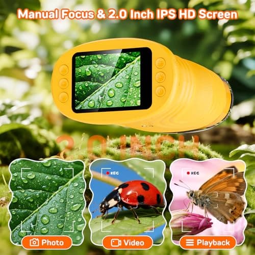 1000X Digital Handheld Microscope for Kids with 2.0" IPS Screen, Outdoor Toys Portable STEM Science Lab Gifts, Rechargeable Pocket Microscope Educational Toy for Boys & Girls Age 4-6 8-12, Orange - Thumbnail 4