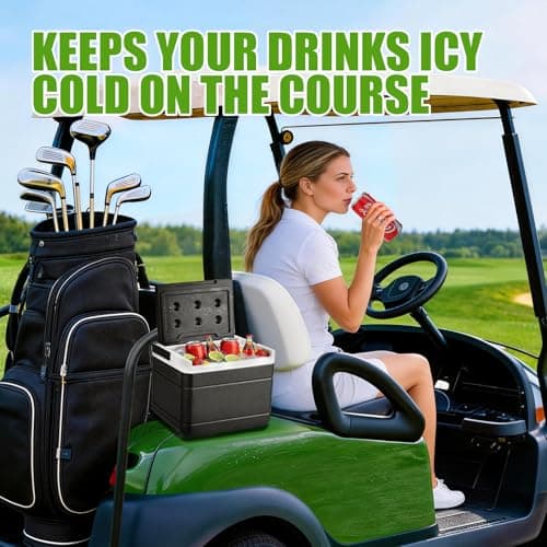 Golf Cart Cooler Mount, 48H Insulated Golf Cart Ice Chest, Portable Golf Cooler Mount Compatible with Yamaha Club Car EZGO, Replaces OEM 102588101 103886801 | Perfect Father's Day Gifts - Thumbnail 2