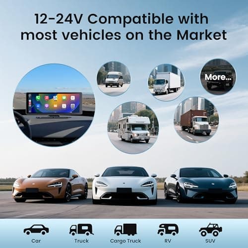 Lynadri 10.26" Carplay Screen for Car,4K Dash Cam,Portable Tablet for Apple Android Auto,Voice Touch Control GPS Navigation,Stereo Audio Radio,Rear Backup Camera,Bluetooth,Wireless Mirror for Truck - Thumbnail 5