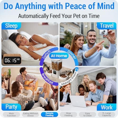 Frienhund Automatic Cat Feeder 2 Cats with Slow Feed: Dual Automatic Dog Feeder with 5G WiFi, Cat Food Dispenser with APP Control for Multiple Pets, Detachable for Easy Clean, Double Pet Bowl - 29 Cup - Thumbnail 4