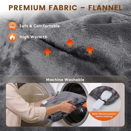 Heating Pad for Neck and Shoulders and Back, 6 Heat Settings & 4 Timer Deeper Pain Relief, Auto Shut Off, 29 * 38" Large Electric Heatings Pad for Full Back, Soft Fabric Gifts for Women Men - Thumbnail 5