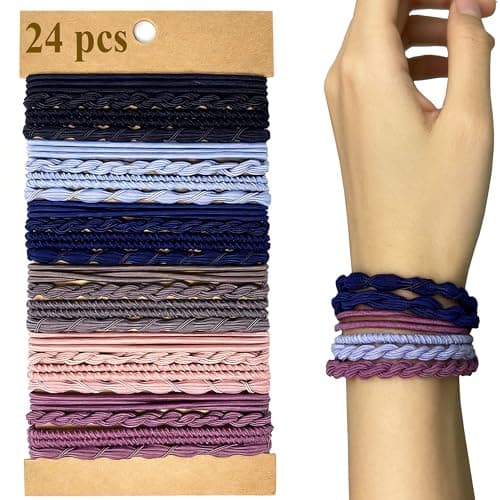 GEMGIMY Hair Ties Elastics for Thick & Thin Hair, No Damage Boho Hair Rubber Bands, Braided Ponytail Holders No Pull, Cute Hair tie for Women Girls| 24 pcs Colorful Hair Accessories - Image 1
