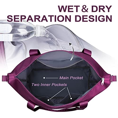 WOOMADA Weekender Bag for Women, Travel Duffel Bags with Shoe Compartment & Wet Pocket, Personal Item Bag for Airlines, Overnight Bag with Toiletry Bag, Sport Gym Tote Bag(purple2) - Thumbnail 3