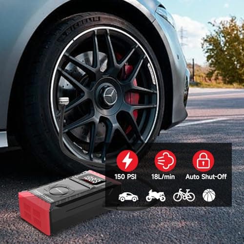 SEAMOUNT 2000A Jump Starter with Air Compressor Combo, Portable Car Battery Booster Pack for 6L Gas / 3L Diesel, 150PSI Tire Inflator, LED Emergency Light, Complete Roadside Kit - Thumbnail 4