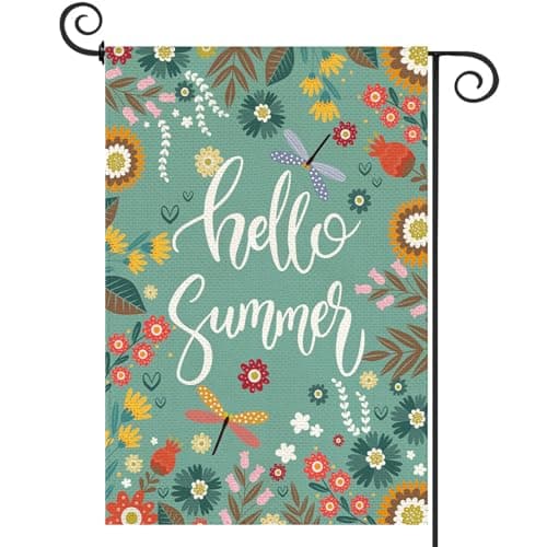Baccessor Spring Garden Flag Boho Flower Floral Plants Outside Double Sided Burlap Yard Flag Outdoor Seasonal Blue Flags Home Patio Decoration 12.5x18 Inch - Image 1