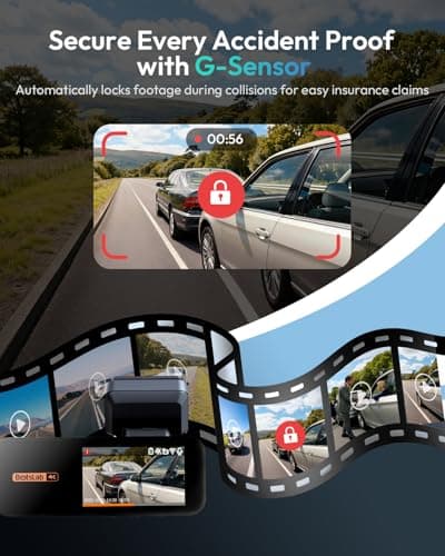 BOTSLAB 4K Dash Cam Front and Rear, 170° Ultra Wide 4K+2K Dashcam with ADAS, Night Vision, 24/7 Parking Mode, IMX415 STARVIS Sensor, WDR, 5.8GHz WiFi, Built-in GPS, Loop Recording (No SD Card) - Thumbnail 4