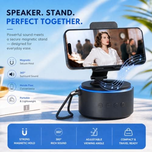 ZAPUVO Gifts for Men Dad Fathers Day, Bluetooth Speaker with Phone Stand, Anniversary for Men - Birthday Gifts for Him Husband Boyfriend, Wireless Speaker Phone Holder for Home Office Desk Use - Thumbnail 3