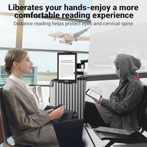 Tablet Holder Mount for Kindle Reading in Airplane or Table with Page Turner Remote, Travel Essential Handsfree Tablet Stand for Flying, Wireless Page Turner and Holder Arm Fits 5.9″–9.8″ Devices - Thumbnail 5