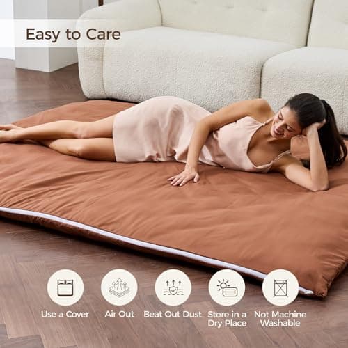 Miisong Japanese Floor Mattress with Washable Cover, Folding Futon Mattresss, Tatami Mat Sleeping Pad with Thicken Memory Foam, Roll Up Floor Lounger Bed for Kids Adults (Twin 80"×39"×2.6") - Thumbnail 6