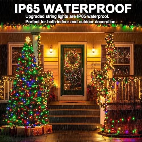 Decute 300LED Christmas Tree Lights Outdoor Indoor String Lights 108FT Extendable, 11 Modes 4 Colors Changing Waterproof Twinkle Fairy Lights Party Decor with Timer Remote(Warm White & 3 Multicolors) - Thumbnail 6