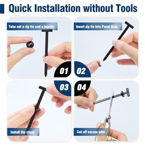 200 PCS Nylon Universal Cable Tie Buckle, Multi-Functional Black Zip Ties with Pin & Button, Snap-Fit Nylon Fastening Clip for Car Repairs,Home,Garden,Workshop - Thumbnail 6