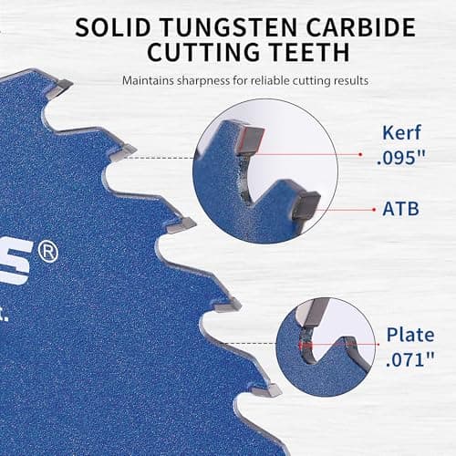 SawWorks 10 Inch 40T Circular Saw Blade ATB Carbide Tipped, Fine Finish Wood Cutting Saw Blade with 5/8" Arbor for Table Saws & Miter Saws - Thumbnail 2