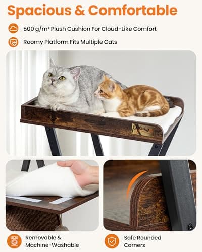 Feliskyn Modern Wood Cat Tree Tower for Indoor Cats Large Adult - 67 Inch Tall Multi-Level Heavy Duty Cat Condo Trees Furniture with Caves Perch Bed Scratching Board -XL Big Wooden Kitty House - Thumbnail 4