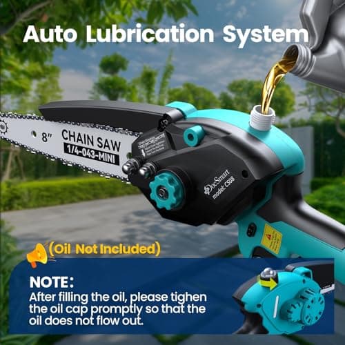 Mini Chainsaw Electric Cordless: 8 Inch & 6 Inch Brushless Chain Saw with 2 Pack Rechargeable Batteries, Battery Powered Hand Held Saw for Trees Trimming Wood Cutting, Perfect Gardening Tools for Men - Thumbnail 5